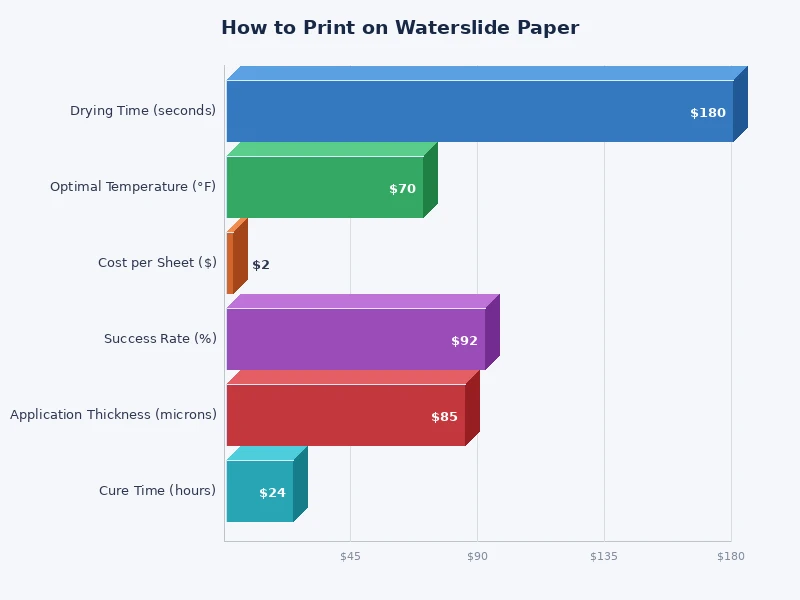 comparison chart of waterslide paper types, ink compatibility, and use cases