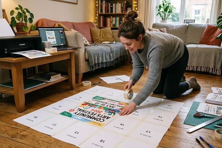 how to print poster size at home using tiled pages on a standard inkjet printer
