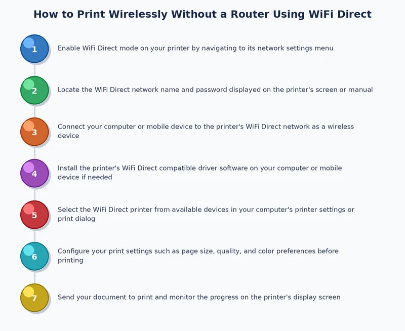 step by step process diagram for wifi direct printing without a router