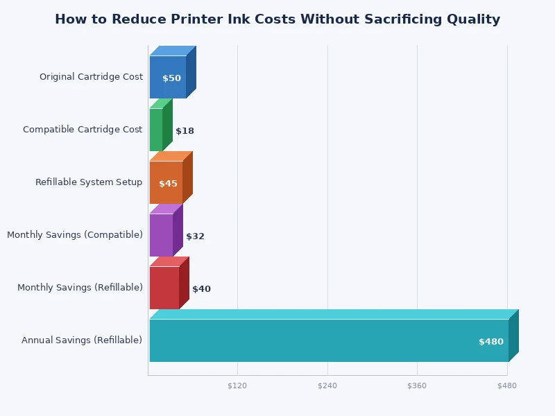 bar chart comparing cost per page across inkjet, laser, and ink tank printers
