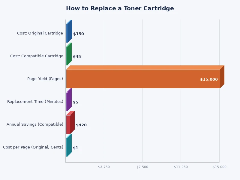 chart comparing toner cartridge page yield across popular laser printer brands