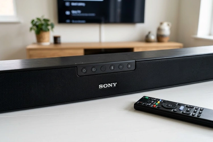 how to reset Sony soundbar showing the button panel on a Sony HT series soundbar