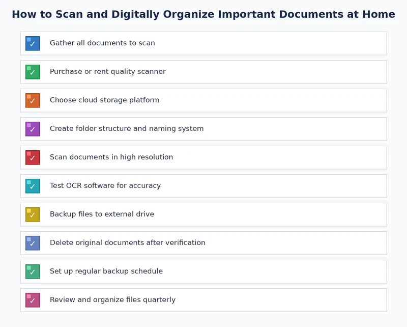 checklist for scanning and digitally organizing important documents at home