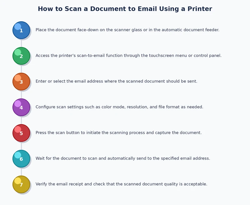 process diagram showing steps to scan document to email using printer
