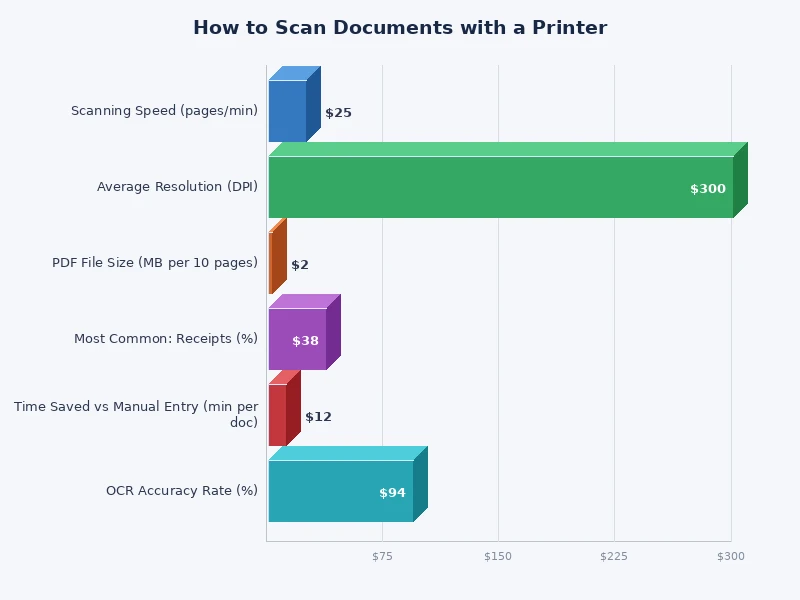 chart comparing scan resolution settings for documents photos and archiving