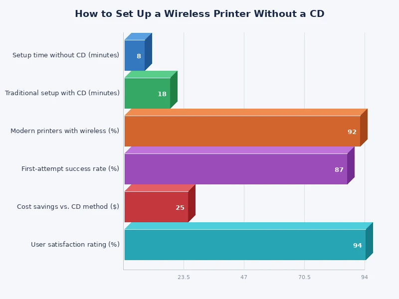 chart comparing wireless printer setup methods by speed and compatibility across operating systems