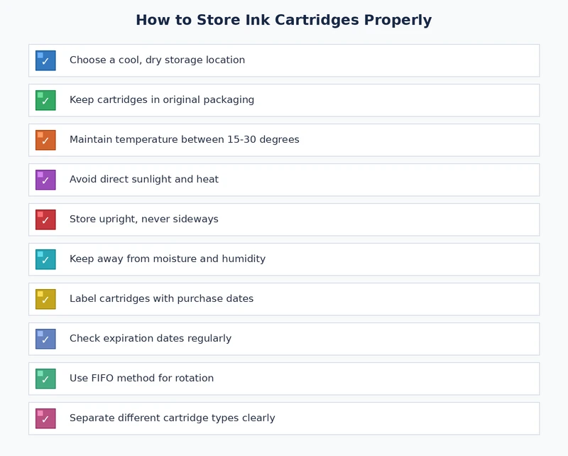checklist for storing ink cartridges properly