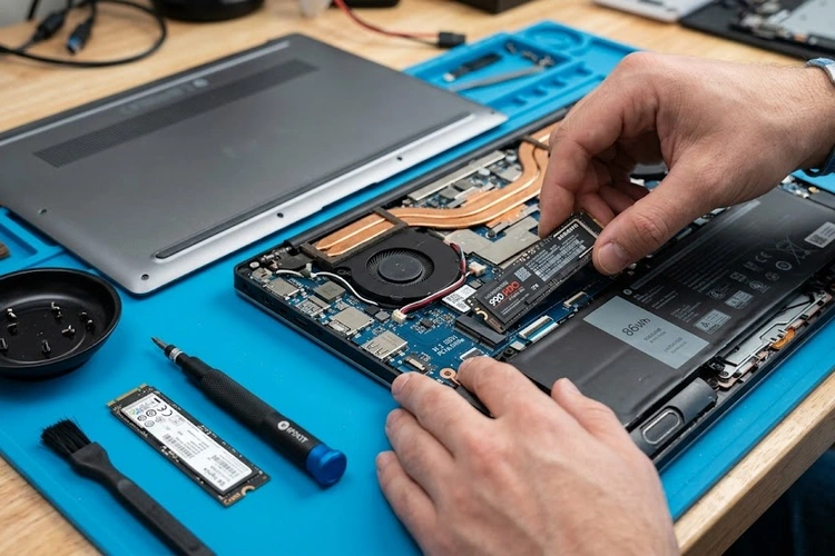 How to upgrade laptop SSD — removing the back panel to access the storage drive