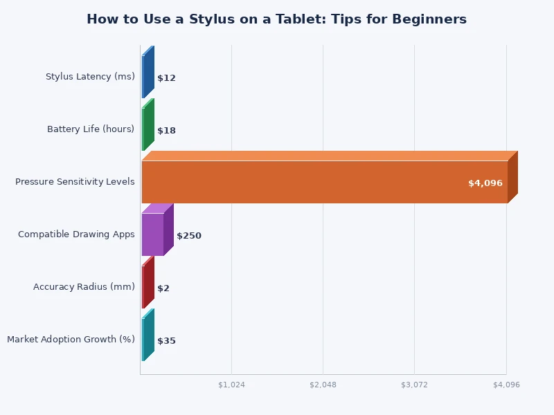 Chart comparing stylus types by features including pressure sensitivity, compatibility, and price