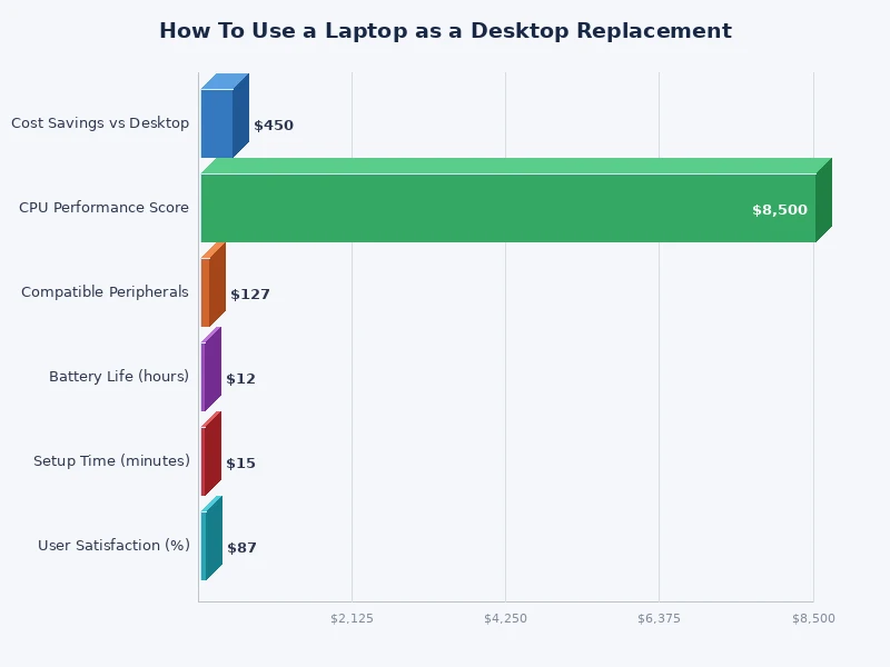 Chart comparing laptop desktop replacement specs: CPU, RAM, storage, and display performance tiers