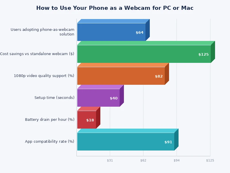 bar chart comparing video resolution and frame rate of phone cameras versus common budget webcams
