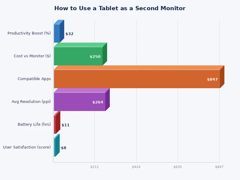 comparison chart of software options to use tablet as second monitor