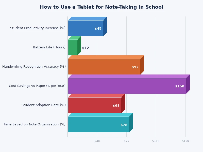 chart comparing tablet vs laptop vs paper for student note taking
