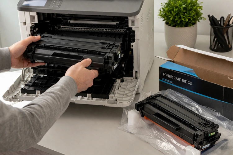 HP vs Canon printer side by side comparison on a desk