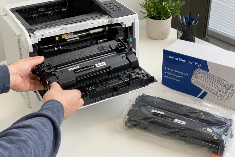 inkjet vs laser printer total cost comparison side by side on a desk