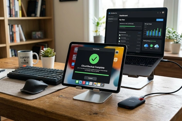 iPad mini vs iPad side by side size comparison on a desk