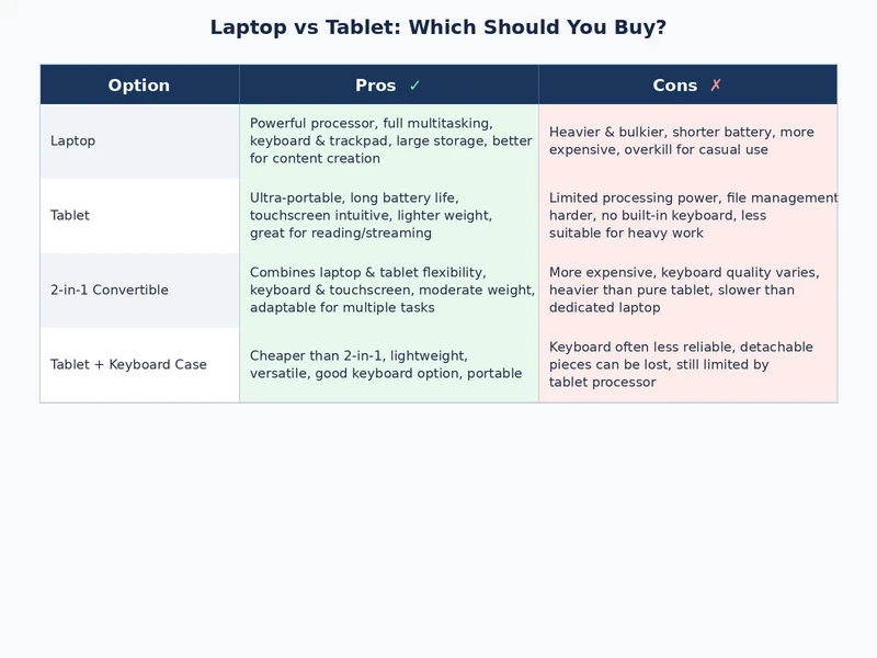 laptop vs tablet use case comparison showing student remote worker and casual user scenarios