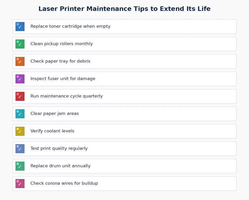 laser printer maintenance checklist showing weekly monthly and annual tasks