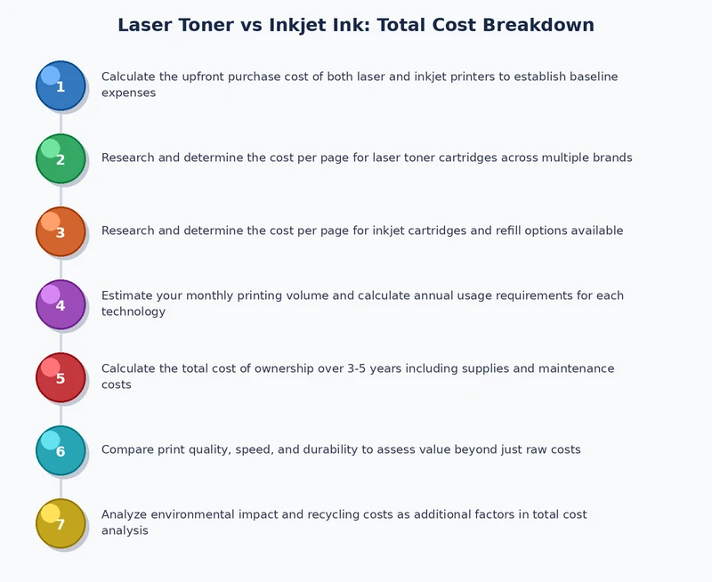 process diagram showing how to calculate total cost of ownership for printer ink and toner