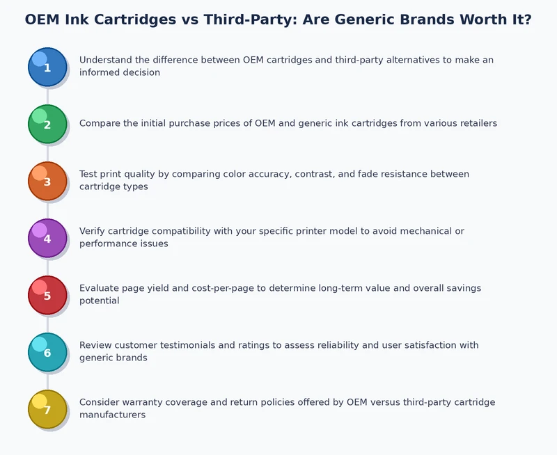 Step-by-step process diagram for choosing between OEM and generic ink cartridges
