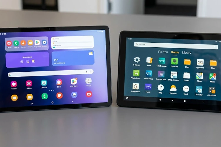 Samsung Galaxy Tab vs Amazon Fire budget tablet comparison side by side
