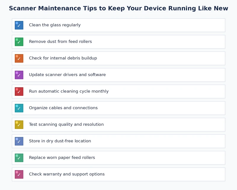 scanner maintenance tips checklist showing daily, weekly, and monthly tasks