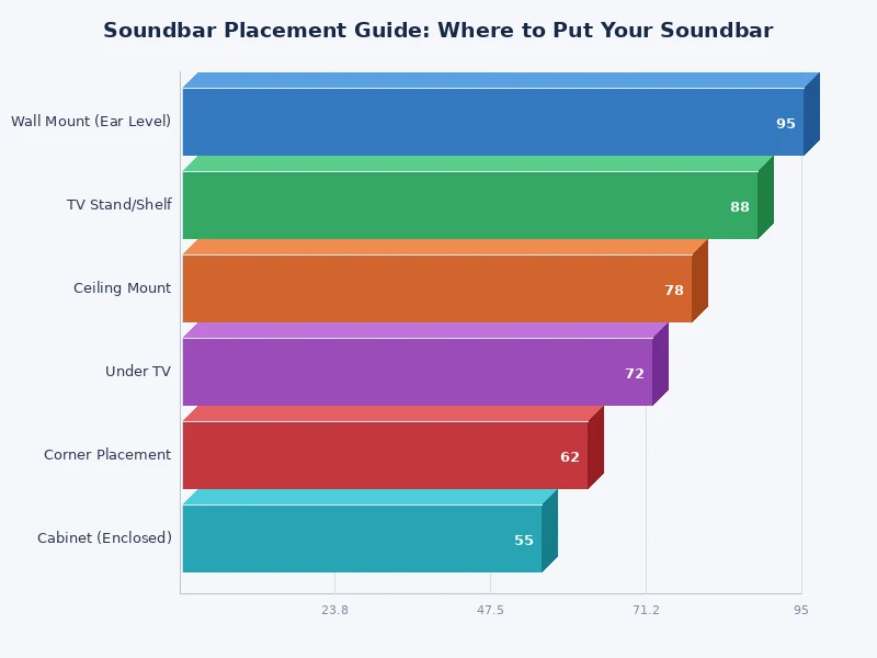 chart comparing soundbar placement options by sound quality score