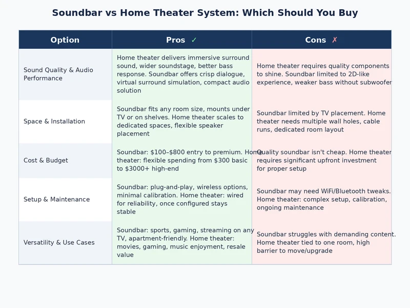 soundbar vs home theater system room layout comparison diagram