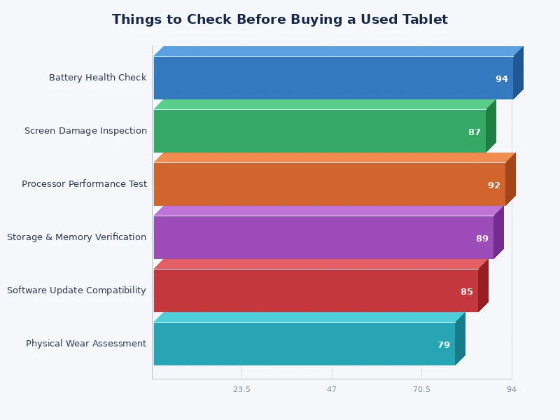 chart showing most common issues found when buying a used tablet