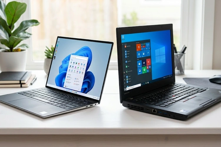 ultrabook vs regular laptop side by side on a desk
