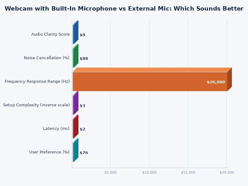 bar chart comparing audio quality scores of webcam built in microphone vs external mic types