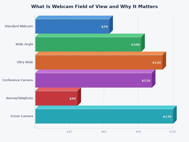 bar chart comparing webcam field of view ranges from narrow to ultra-wide