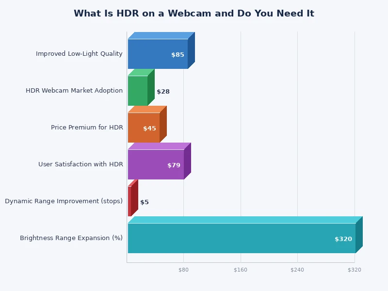 chart comparing dynamic range performance of popular HDR webcams across different lighting conditions