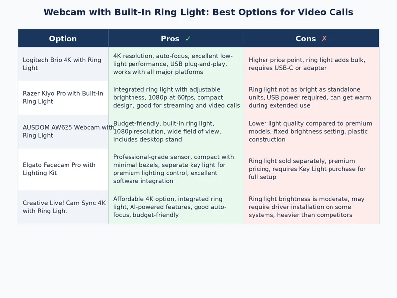 comparison of video call image quality with and without webcam built in ring light at different color temperatures