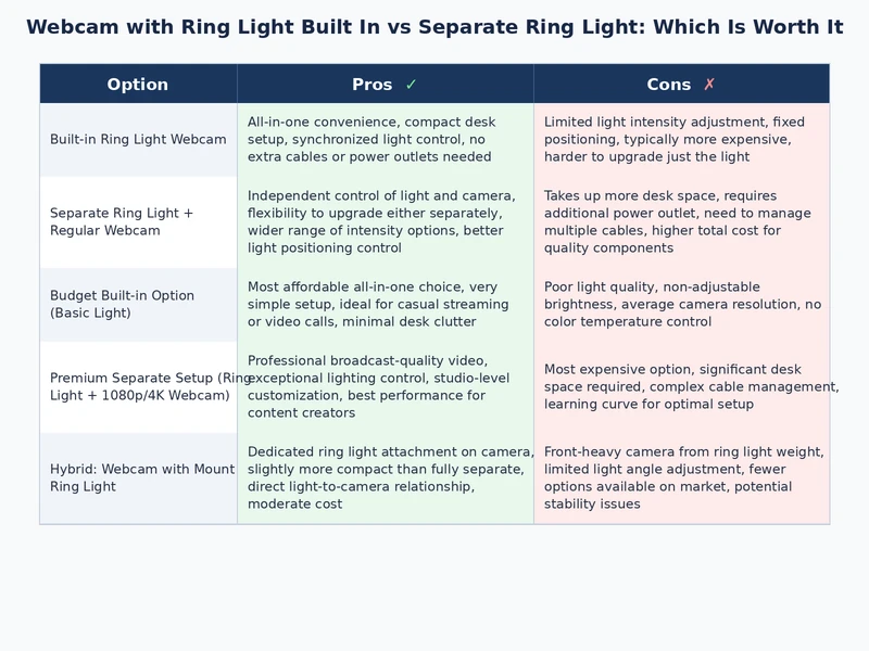 side by side comparison of webcam with built in ring light versus separate ring light image quality results