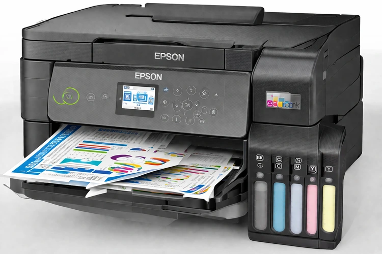 what is a supertank printer — large refillable ink tanks visible on the side of a modern inkjet printer