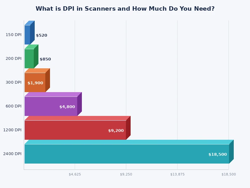 Bar chart comparing recommended DPI settings for different scanning tasks