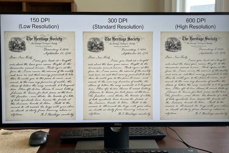 scanner display showing what scanning resolution do I need settings panel