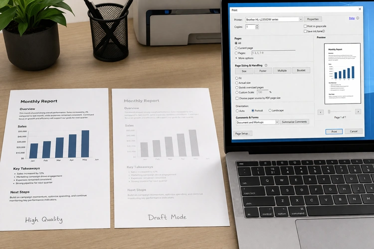 laser printer on a desk showing what to know before buying a laser printer