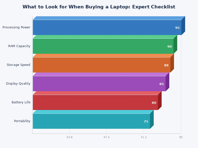 Laptop spec comparison chart showing processor tiers and use cases