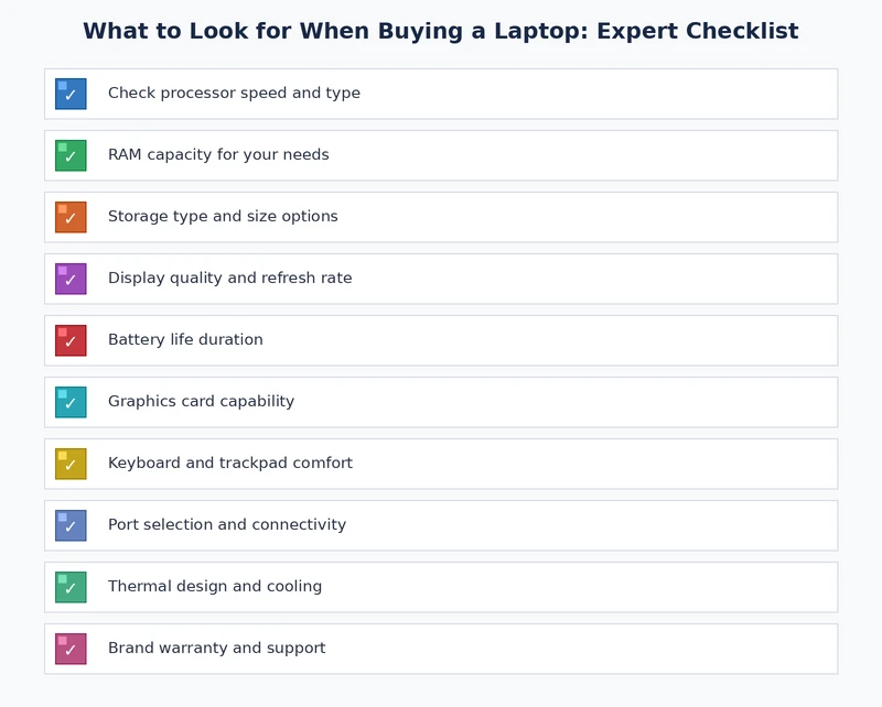 Laptop buying checklist summarizing key specs and decision points