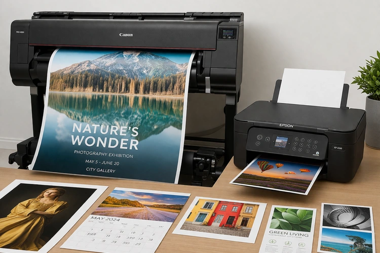 wide format printer vs standard printer side by side comparison in office setting